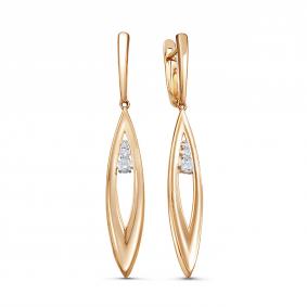 Золотые серьги КЮЗ Del'ta D1200539 с фианитом D1200539 фото