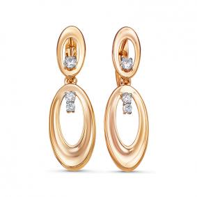 Золотые серьги КЮЗ Del'ta D1200541 с фианитом D1200541 фото