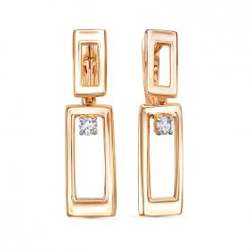 Золотые серьги КЮЗ Del'ta D1200542 с фианитом D1200542 фото