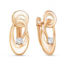 Золотые серьги КЮЗ Del'ta D1200543 с фианитом D1200543 фото