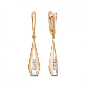 Золотые серьги КЮЗ Del'ta D1200549 с фианитом D1200549 фото
