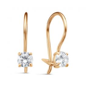 Золотые серьги КЮЗ Del'ta D1200550 с фианитом D1200550 фото