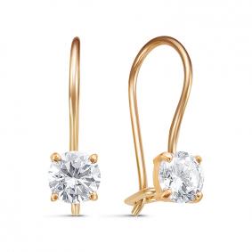 Золотые серьги КЮЗ Del'ta D1200551 с фианитом D1200551 фото