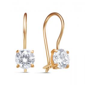 Золотые серьги КЮЗ Del'ta D1200552 с фианитом D1200552 фото