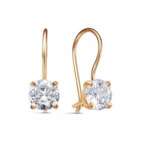 Золотые серьги КЮЗ Del'ta D1200553 с фианитом D1200553 фото
