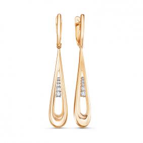 Золотые серьги КЮЗ Del'ta D1200555 с фианитом D1200555 фото
