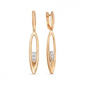 Золотые серьги КЮЗ Del'ta D1200556 с фианитом D1200556 фото