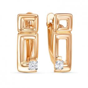Золотые серьги КЮЗ Del'ta D1200559 с фианитом D1200559 фото