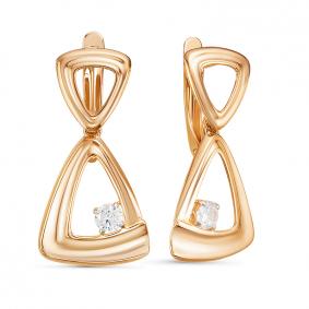 Золотые серьги КЮЗ Del'ta D1200564 с фианитом D1200564 фото