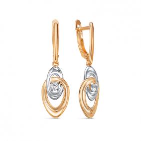 Золотые серьги КЮЗ Del'ta D1200568 с фианитом D1200568 фото