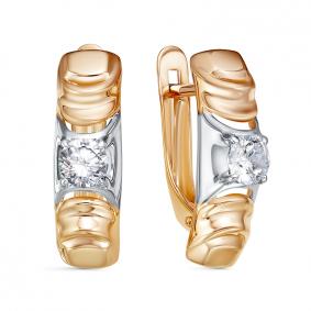 Золотые серьги КЮЗ Del'ta D1200569 с фианитом D1200569 фото