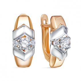 Золотые серьги КЮЗ Del'ta D1200570 с фианитом D1200570 фото