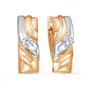 Золотые серьги КЮЗ Del'ta D1200571 с фианитом D1200571 фото