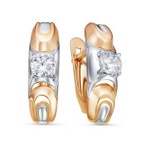 Золотые серьги КЮЗ Del'ta D1200572 с фианитом D1200572 фото