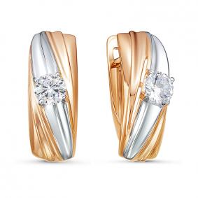 Золотые серьги КЮЗ Del'ta D1200573 с фианитом D1200573 фото