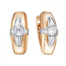 Золотые серьги КЮЗ Del'ta D1200575 с фианитом D1200575 фото