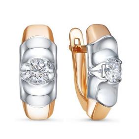 Золотые серьги КЮЗ Del'ta D1200578 с фианитом D1200578 фото