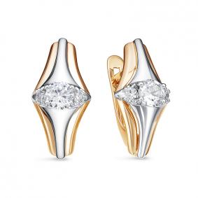 Золотые серьги КЮЗ Del'ta D1200582 с фианитом D1200582 фото