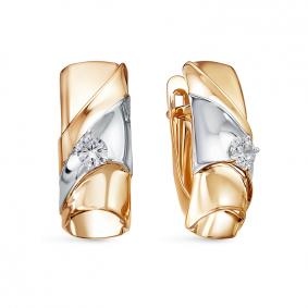 Золотые серьги КЮЗ Del'ta D1200583 с фианитом D1200583 фото