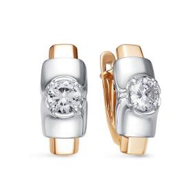 Золотые серьги КЮЗ Del'ta D1200585 с фианитом D1200585 фото