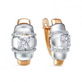 Золотые серьги КЮЗ Del'ta D1200587 с фианитом D1200587 фото