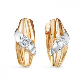 Золотые серьги КЮЗ Del'ta D1200588 с фианитом D1200588 фото