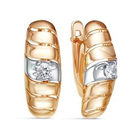 Золотые серьги КЮЗ Del'ta D1200589 с фианитом D1200589 фото