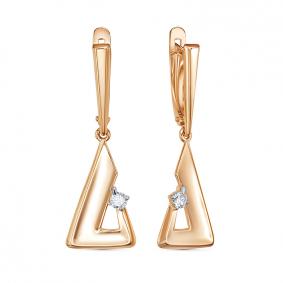 Золотые серьги КЮЗ Del'ta D1200591 с фианитом D1200591 фото