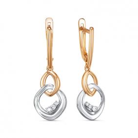 Золотые серьги КЮЗ Del'ta D1200593 с фианитом D1200593 фото