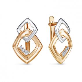 Золотые серьги КЮЗ Del'ta D1200594 с фианитом D1200594 фото