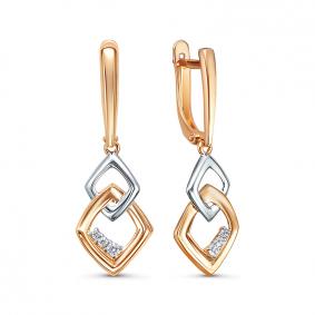 Золотые серьги КЮЗ Del'ta D1200595 с фианитом D1200595 фото