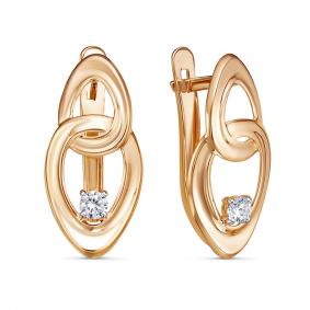 Золотые серьги КЮЗ Del'ta D1200596 с фианитом D1200596 фото