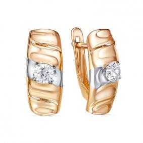 Золотые серьги КЮЗ Del'ta D1200597 с фианитом D1200597 фото