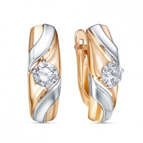 Золотые серьги КЮЗ Del'ta D1200598 с фианитом D1200598 фото
