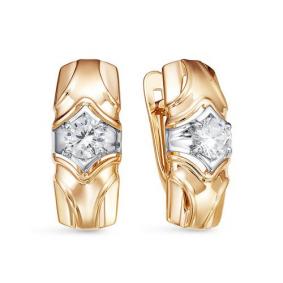 Золотые серьги КЮЗ Del'ta D1200599 с фианитом D1200599 фото