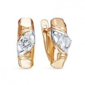 Золотые серьги КЮЗ Del'ta D1200600 с фианитом D1200600 фото