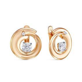 Золотые серьги КЮЗ Del'ta D1200603 с фианитом D1200603 фото