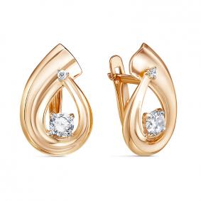 Золотые серьги КЮЗ Del'ta D1200606 с фианитом D1200606 фото