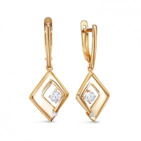 Золотые серьги КЮЗ Del'ta D1200607 с фианитом D1200607 фото