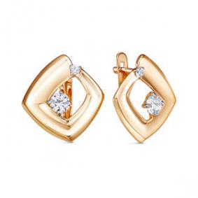 Золотые серьги КЮЗ Del'ta D1200608 с фианитом D1200608 фото