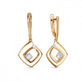 Золотые серьги КЮЗ Del'ta D1200609 с фианитом D1200609 фото
