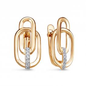 Золотые серьги КЮЗ Del'ta D1200611 с фианитом D1200611 фото