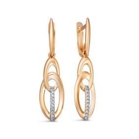 Золотые серьги КЮЗ Del'ta D1200613 с фианитом D1200613 фото