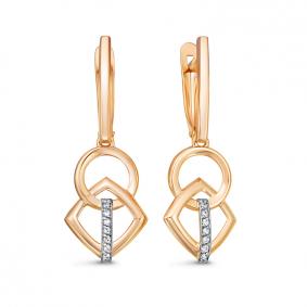 Золотые серьги КЮЗ Del'ta D1200614 с фианитом D1200614 фото