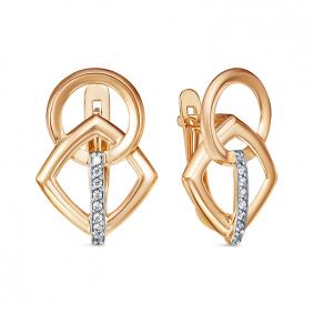 Золотые серьги КЮЗ Del'ta D1200615 с фианитом D1200615 фото