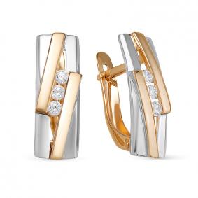 Золотые серьги КЮЗ Del'ta D1200624 с фианитом D1200624 фото