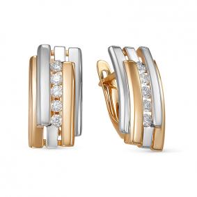 Золотые серьги КЮЗ Del'ta D1200628 с фианитом D1200628 фото