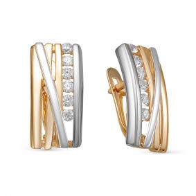 Золотые серьги КЮЗ Del'ta D1200630 с фианитом D1200630 фото