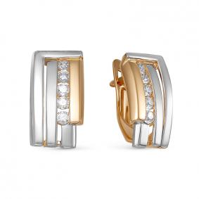 Золотые серьги КЮЗ Del'ta D1200632 с фианитом D1200632 фото