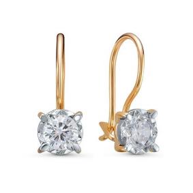 Золотые серьги КЮЗ Del'ta D1200636 с фианитом D1200636 фото